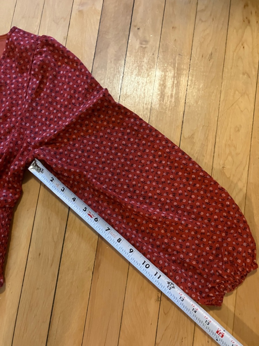 Madewell Floral Wrap Smocked Rust Red Blouse - Picture 11 of 11